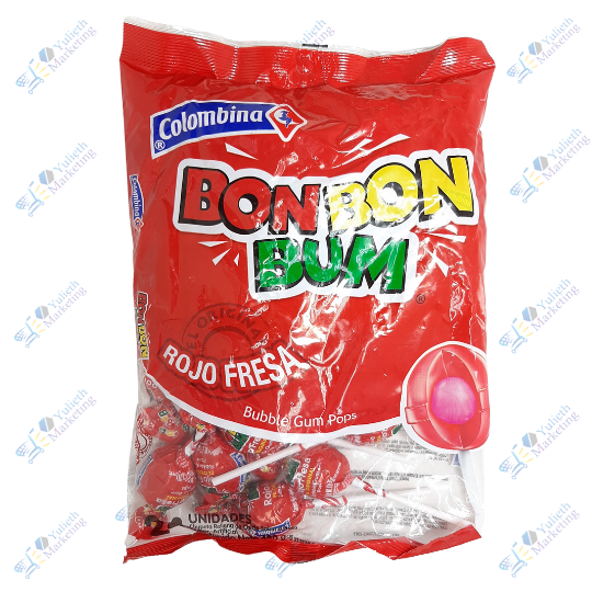 Colombina Bon Bon Bum Chupetes Saborizados Fresa Packx24u 480 g