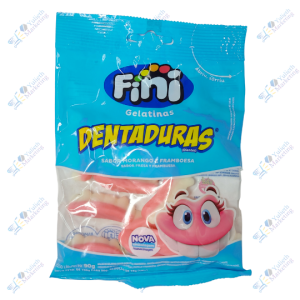 Fini Gomitas Saborizadas Gelatinas Dentaduras Sabor Fresa y Frambuesa 90 g