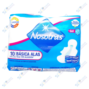 Nosotras Toallas Higiénicas Básica Alas Algodón Packx10u