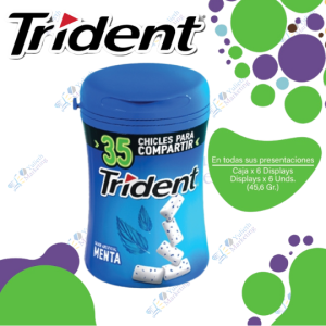 Trident Menta BO Chicle Sin Azúcar 35S CL,EC,PE 6X6X45.5g