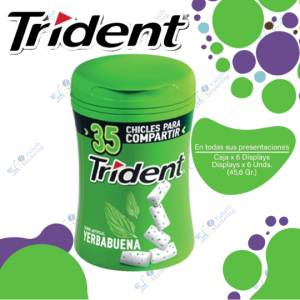 Trident Yerbabuena BO Chicle Sin Azúcar 35S CL,EC,PE 6X6X45.5g